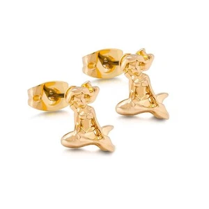 DISNEY YG PLATED ARIEL STUD EARRINGS TITANIUM POST DYE0795 $35 RRP - Picture 1 of 1