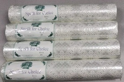 Lot Of 4 Vtg Embossed Textured Wallpaper Rolls Silver And White 10.5 M X 52 CM  - Image 1 of 4