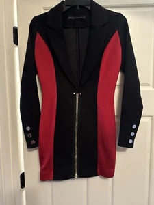 Anthony Vaccarello Bandage Dress Wool Designer Jacket Top Red and Black 36 XS - Picture 1 of 10