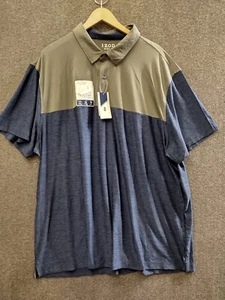 IZOD GOLF Men Polo SwingFlex Stretch Tech Cool FX Short Sleeve Blue/Beige XXXL - Picture 1 of 10
