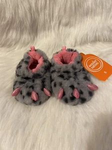 Wonder Nation Slippers Girl’s Toddler Size 6 Gray Pink Animal Claw Slip On Shoes - Picture 1 of 6