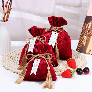 Velvet Candy Box Gift Bags Velvet Cloth Drawstring Tassel Bag Candy Pouches