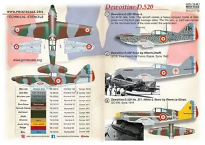 Print Scale 72-481 Dewoitine D.520 American Fighter Part 2 Decals 1/72 Scale - Picture 1 of 3