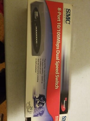 SMC Networks 8-Port 10/100Mbps Dual Speed Switch Black Gray Plug And Play  - Image 1 of 3