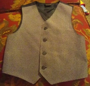 TFW Boys Formal Dress Vest Size 7 Regular, Black with White Threading - Picture 1 of 3