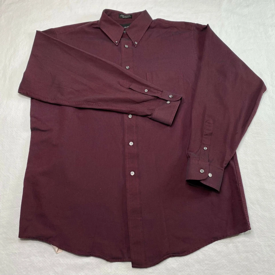 Camisa de vestir Bill Blass para hombre talla 16,5 granate con botones bolsillo Oxford sin arrugas  Foto 1 de 4