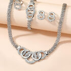 Retro Five-ring Suit Necklace Earrings Bracelet Ring Set Women Jewelry Acces Sfb