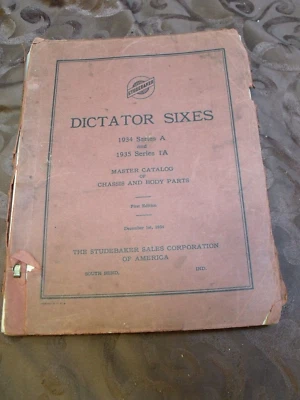 1934 1935 Studebaker Dictator Series A & 1A Chassis & Body Parts Catalog Foto 1 de 4