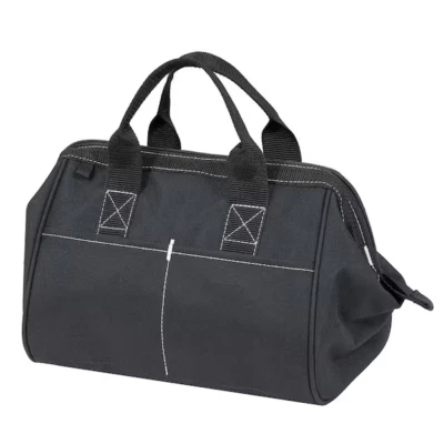 12-Inch Black Tool Storage Bag With Zipper - Double Wall Construction -9"x12"x7" - Image 1 of 4