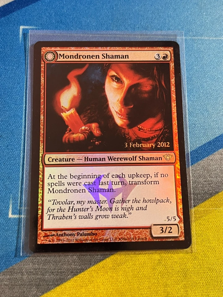 Magic The Gathering Magic The Gathering Dark Ascension Lanzamiento Promo MONDREN SHAMAN Lámina Foto 1 de 1