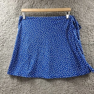 SPORTSGIRL Womens Skirt Size L Blue White Spot Wrap A-line Mini Casual - Picture 1 of 14