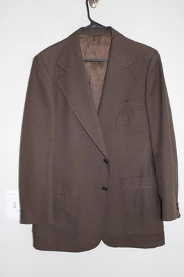 VINTAGE BROWN SEARS ROEBUCK BRASS METAL BUTTON BLAZER JACKET sz 44L sport coat - Image 1 of 4