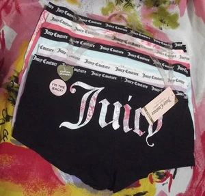 5 JUICY COUTURE JC7530 5PKBQ SIGNATURE WAIST COTTON BOYSHORT PANTIES L - Picture 1 of 2