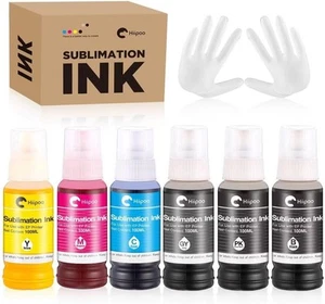 Hiipoo 600ML Sublimation Ink for ET-8500 ET-8550 1PK/1BK/1C/1M/1Y/1GY - Afbeelding 1 van 6