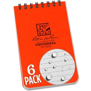 Rite in the Rain 6 Pack Waterproof Notebooks 3x5 Orange All Weather Paper - Picture 1 of 14