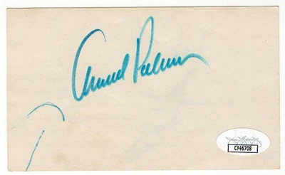 Arnold Palmer Bob Menne Dual Signed Autographed Index Card PGA JSA CF46708 - Image 1 of 3