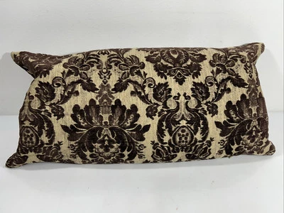 Brocade Pillow Down Insert Filling Brown Gold Bolster - Image 1 of 4
