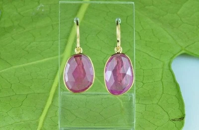 Hoop Earring Ruby Gemstone Earring 925 Sterling Silver Earring Duty Tariff Free - Image 1 of 4