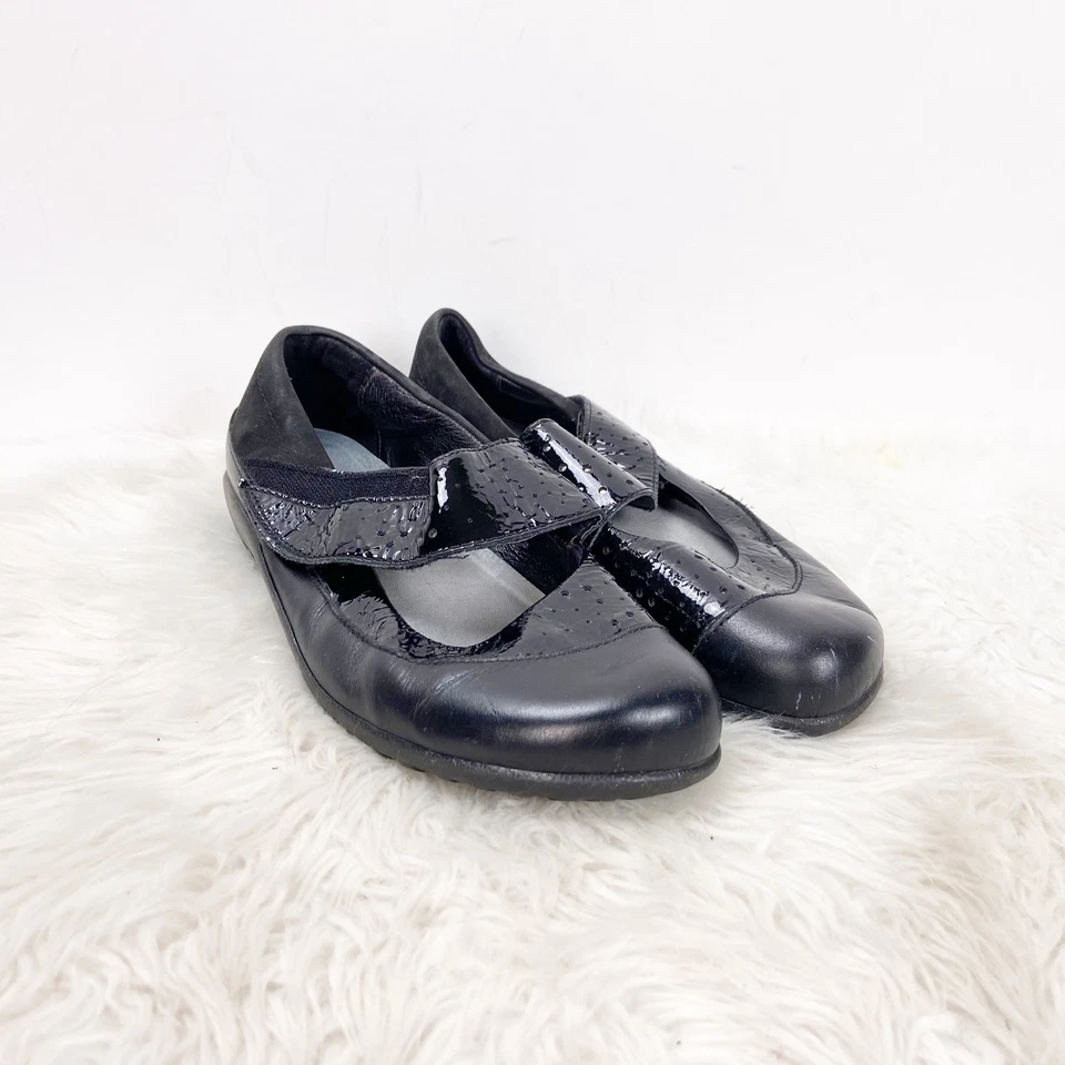 Zapatos planos cómodos Mary Jane de charol negro Noat 41 para mujer Foto 1 de 4