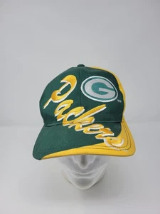 Cappello snapback vintage AOP Green Bay Packers anni 90 raro logo Spellout 7 ricamato - Foto 1 di 9