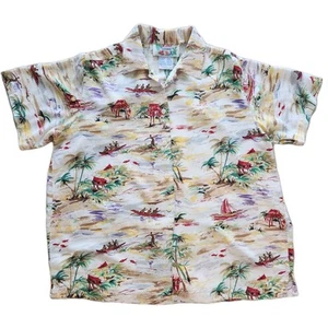 VTG Hawaiian Bali Island Theme Shirt At Last Tropiqwear Sz Medium - Picture 1 of 4