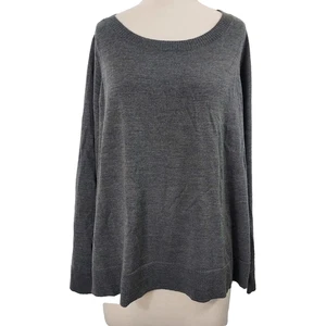 Maglione pullover Eileen Fisher 52" busto girocollo boxy lana merino grigio no taglia - Foto 1 di 11