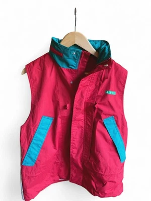Y2K Asos 4505 Colorblock Running Training Hooded Windbreaker Vest Red Green Sz 4 - Image 1 of 4