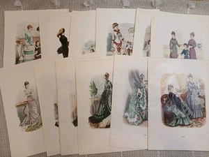 12 Modeteller mit Modedesigns 1873-1883 aus Buch Dame Fashion -MG1 - Bild 1 von 13