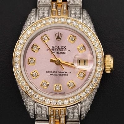 Rolex Datejust 6917 Diamond Bezel Watch 26mm Two-Tone Jubilee Pink Dial, 6.20ct - Image 1 of 4