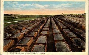 Postcard Iron Ore Railroad Train Cars at D.M.&N.R.R. Proctor MN Mine Posted 1918 - Picture 1 of 3