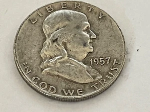 1957 D Franklin Half Dollar NICE Circulated Condition - # 1-46 EXACT AS SHOWN - Picture 1 of 2