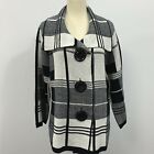 Sioni Womans Black/White Madras Pattern Button/Snap Wool Blend Coat Medium?