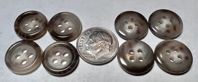 Beige Grey Swirl Buttons, 4 Hole Buffalo Horn Buttons, Aprox. 4 Gross, Italy NOS - Image 1 of 4