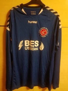 FLEETWOOD TOWN FC hummel Large, Blue White Chevrons Long Sleeve Football Shirt - Picture 1 of 5