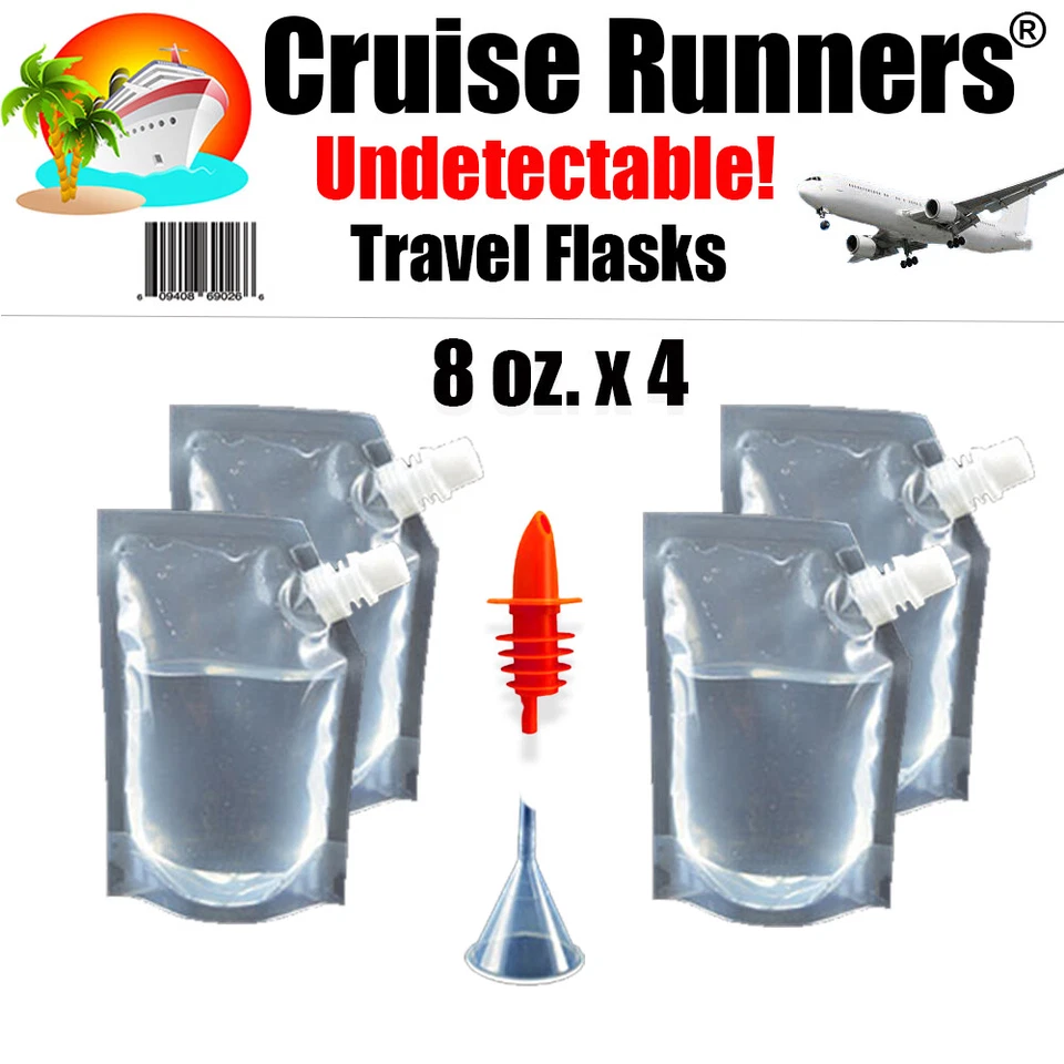 Cruise Plastic Travel Flask Kit Runners Rum Alcohol Liquor Smuggle Hidden Booze