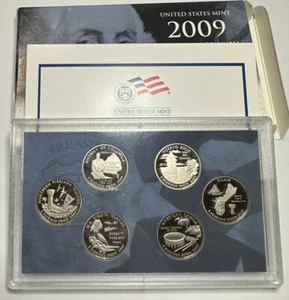 2009-S CLAD QUARTER PROOF SET (6 CLAD QUARTERS) DC & US TERRITORIES W/BOX & COA - Picture 1 of 5