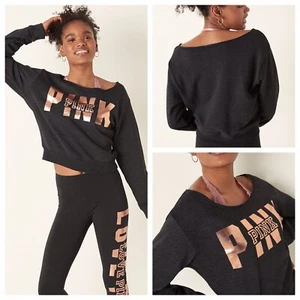 Vs Victorias Secret Pink Everyday Lounge Open Neck Crew Sweater Jacket Top L - Picture 1 of 6