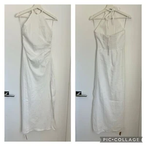 Reformation NWT 0 Sadey White Halter Linen Dress - Picture 1 of 7