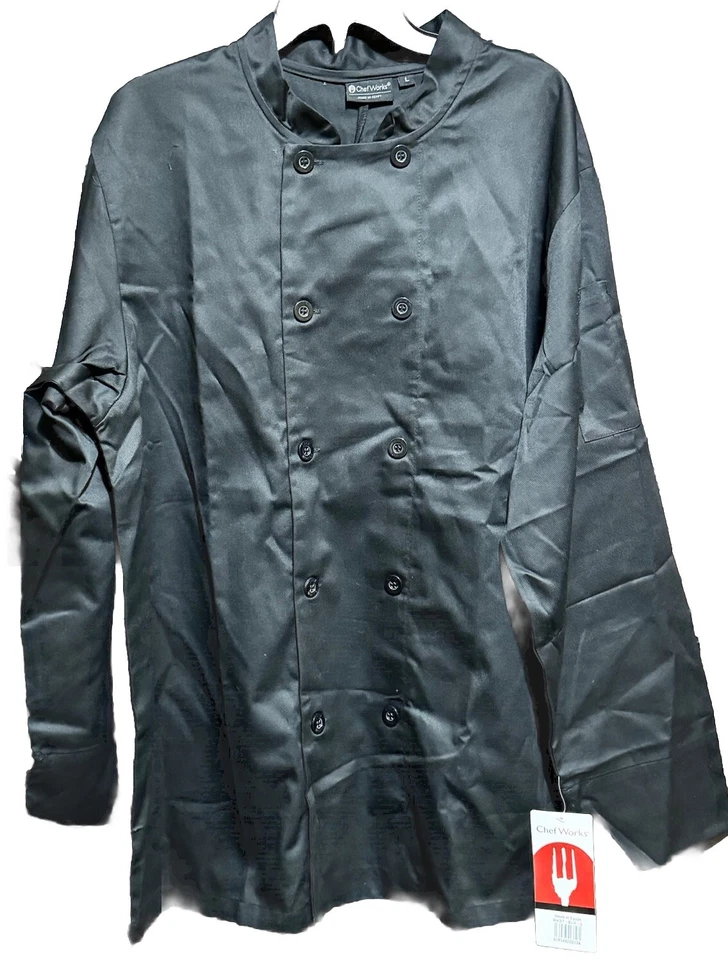 Chef Works Bast Bastille Black Chef's Coat Adult Size L New With Tags Halloween - Image 1 of 4