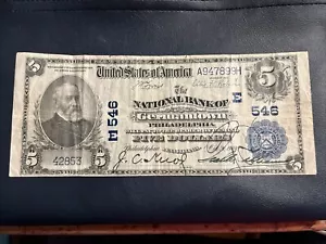 1902 $5 The National Bank Of GERMANTOWN PA National Currency CH # 546 - Picture 1 of 10