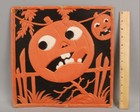 RARE Lrg Vintage 1940s Halloween Jack O Lantern Windowpane Embossed Decoration
