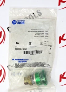 Allen-Bradley 800EM-LMP23 Mushroom Push Button Green ILLUM. 40MM Plastic Cap - Picture 1 of 5