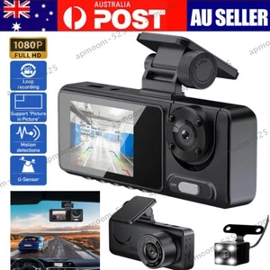 HD 1080P 3 Len Dash Camera Front and Rear Inside Car DVR Dash Cam Video Recorder - Picture 1 of 16