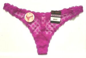 Womens Sexy Purple Thong Panties Size XS-XL-2X Sheer Mesh Flower Lace Dip Front 