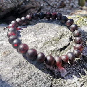 Dark Red Beaded Bracelet for Men/ Women Natural Baltic Amber Gemstones - Picture 1 of 7