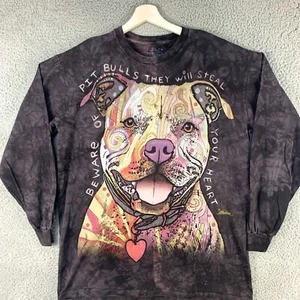 The Mountain Tie Dye Shirt Mens Medium Black Pit Bulls Long Sleeve Tee Casual - Picture 1 of 11