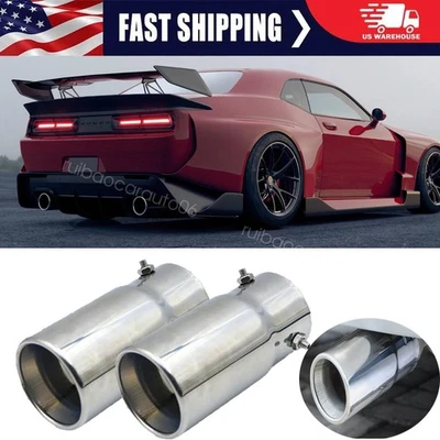 2PC For Dodge Challenger Car Exhaust Pipe Tip Rear Tail Throat Muffler Stainless Foto 1 de 4