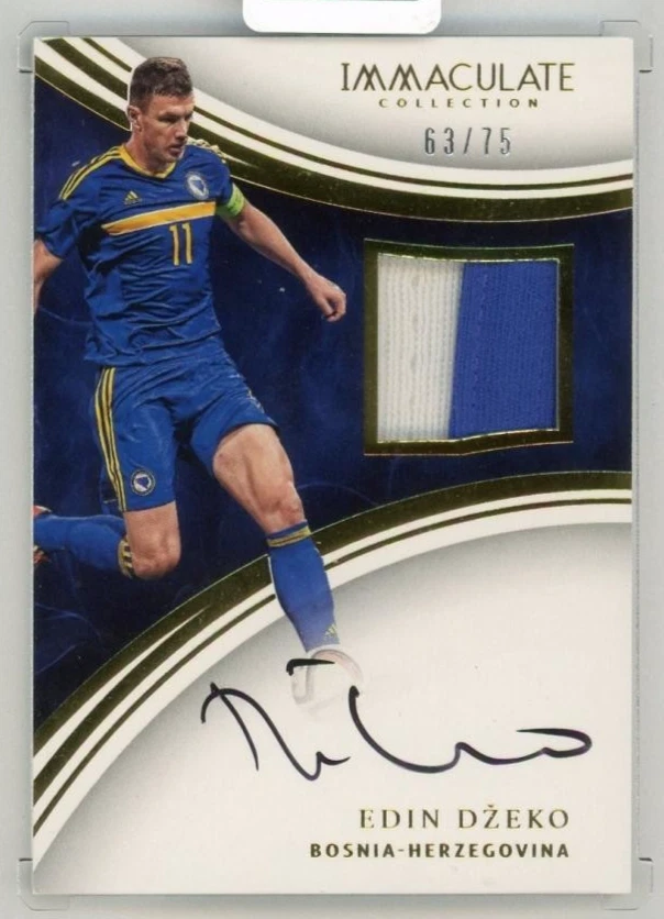2017 Panini Immaculate Collection Edin Dzeko Patch Autographs(ON CARD)【63/75】 - Image 1 of 2