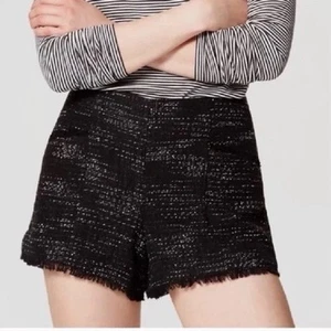 Ann Taylor LOFT Midnight Tweed Shorts Black Frayed Raw Hem Size 8 NWT - Picture 1 of 9
