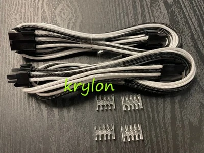 LOT 2 Phanteks 8 pin (4+4) CPU Motherboard Sleeved Extension Cable EPS12V 500 mm - Image 1 of 3